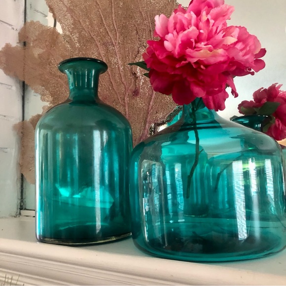 Z Gallerie Accents Nwt Zgallerie Turquoise Glass Vase Poshmark
